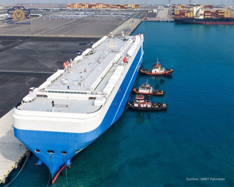 Kapal Kendaraan Terbesar Sandar di Patimban, Uji Car Terminal Construction, Berjalan Lancar di Dermaga Paket 5