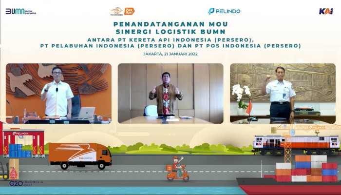 Integrasikan Layanan Logistik BUMN, KAI, Pelindo, dan Pos  Indonesia  Tandatangani MoU